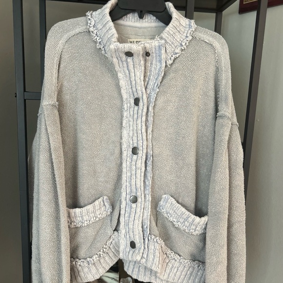 Free People We The Free Cute In This Cardi Medium in Quiet Grey New - Picture 6 of 9